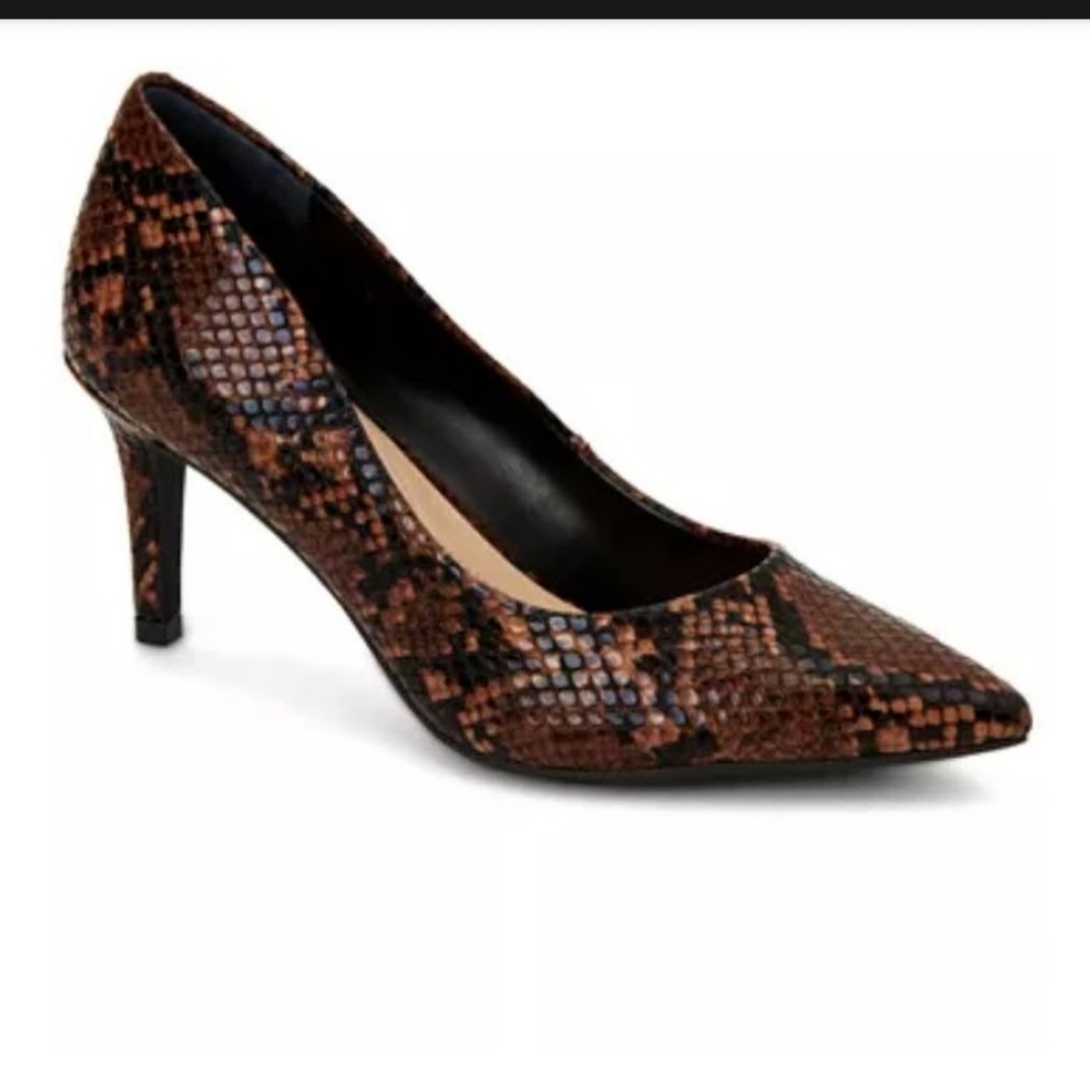 Alfani Brown and Black Heels with Textured Snakeskin Design